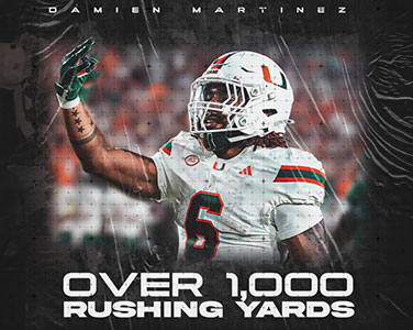 Damien Martinez NFL Football Management Miami 1000 rushing yards