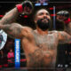 Gable Steveson celebrates his first round TKO win in his UFC debut at UFC 329, managed by First Round Management